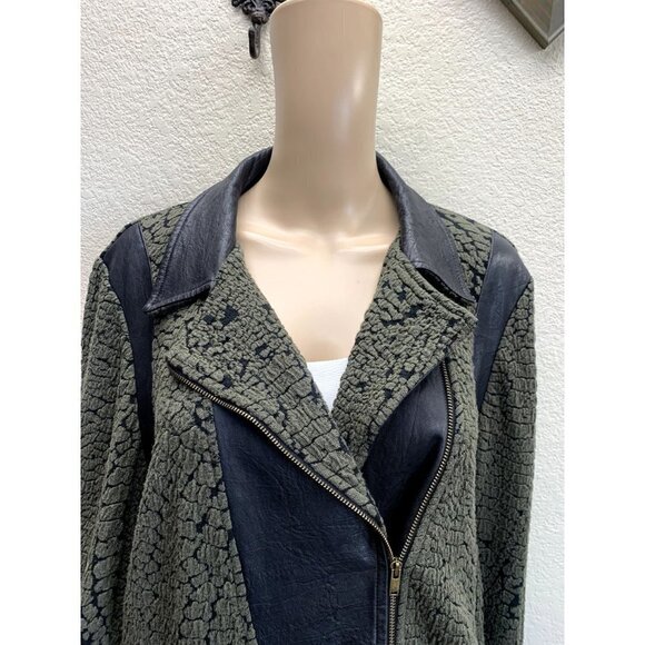 Aldo Martins Lamb Leather Stretch Fabric Zip Jacket 16 - Picture 2 of 8